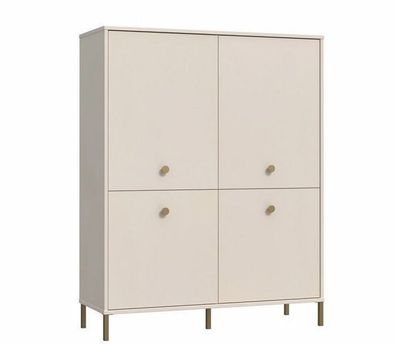 Highboard Salvatrice Kommode 114x144x42 cm 4 Türen Wohnzimmerschrank Beige