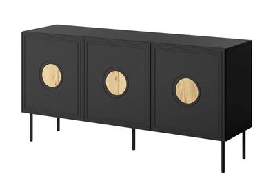 Kommode Palazzo 150 cm Sideboard 3 Türen Schwarz matt