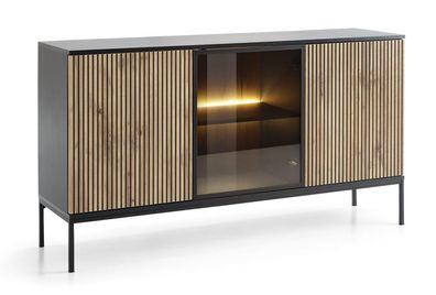 Kommode SENTO K154 Sideboard 154x83x83 cm 3 Türen Wohnzimmerschrank Led Licht