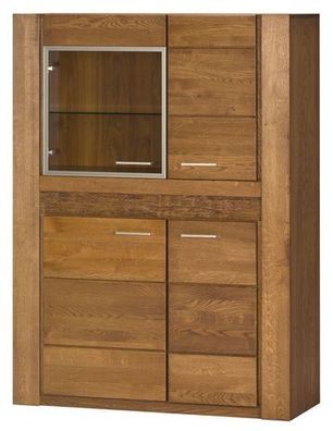 Massivholz Vitrinenschrank Velvet 15 - Eiche rustikal