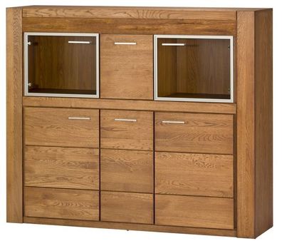 Kommode Velvet 48 Highboard Hochschrank Vitrine Led Massivholz Eiche Natturfurnier