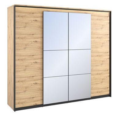 Kleiderschrank 250 cm QUANT QS-05 Schrank 4 Drehtüren 2 Kleiderstangen Led Licht