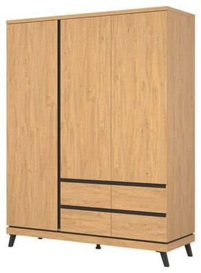 Kleiderschrank ATE 13 Schrank 160x205x54 cm 3 türiger 4 Schubladen