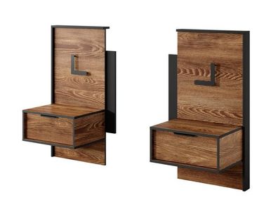 2 x Nachttisch MILTON D Nachtschrank mit Schublade und Led Licht Nachkästchen
