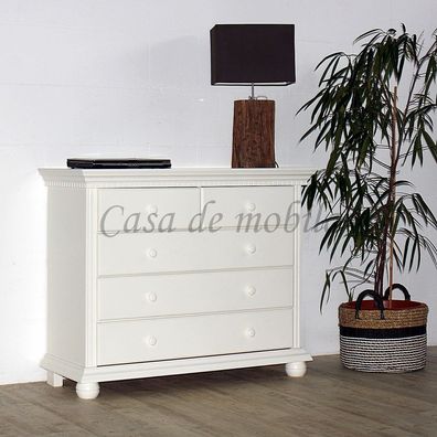 Schubladenkommode Kopenhagen 114x92x45cm Fichte massiv altweiß creme lackiert