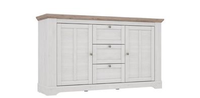Kommode Iloppa TIQK241 Sideboard 205 cm breit 3 Türen 3 Schubladen Schneeiche