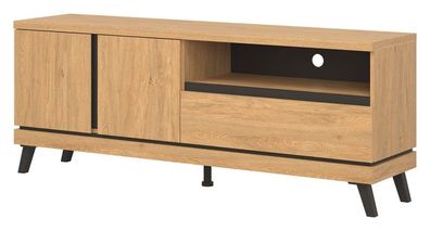 Fernsehschrank ATE 01 Tv-Schrank 160x63x39 cm Unterschrank Steineiche/ Schwarz