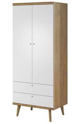 Kleiderschrank Primo PSZ80 Schrank 2 Türiger mit Kleiderstange und 2 Schubladen