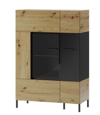 Vitrine Lucas 15, Schrank Wohnzimmerschrank Vitrinenschrank, 2 Türiger