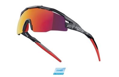 Sonnenbrille Everest black matt rote Reflexscheibe