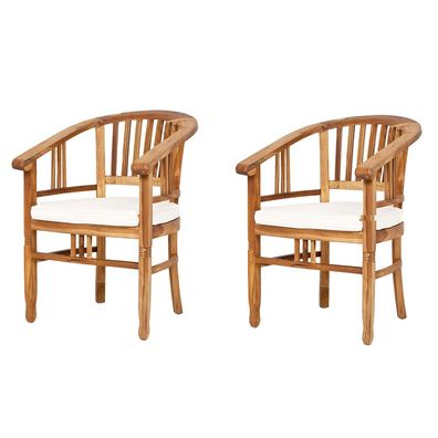 2er Set Teak Stuhl JANE Natural inkl. Kissen Gartenstuhl Esszimmerstuhl