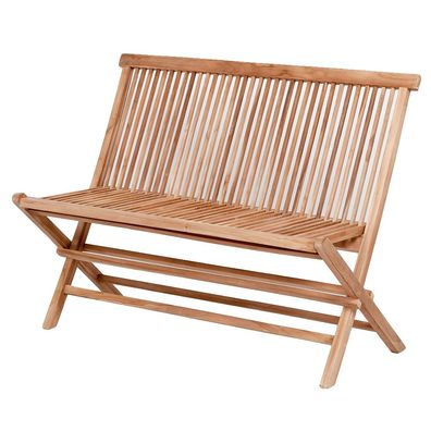 Teak Klappbank KURSI ca. L120cm Natural Gartenbank Holzbank Sitzbank Massivholz