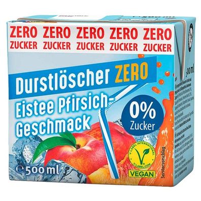 Durstlöscher Zero Eistee Pfirsich Geschmack 12x500ml NEU OVP