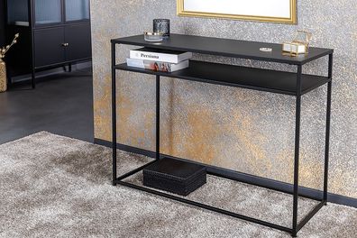 Elegante Konsole mit Ablage ACERO 100cm schwarz Metall Loft