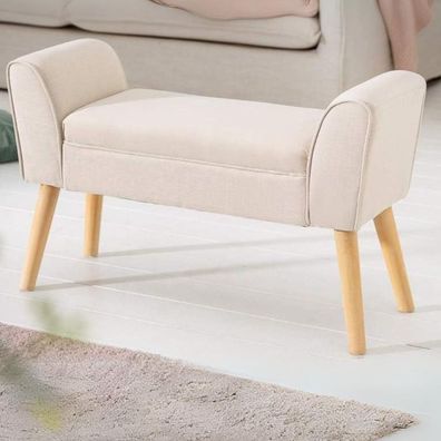 Elegante Sitzbank Carolin 90cm beige Polsterbank Bank Armlehne