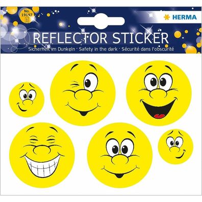 6 HERMA reflektierende Aufkleber Smiley