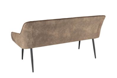 Elegante Sitzbank MILAN ca.160cm Mikrofaser taupe Armlehnen Metallbeine