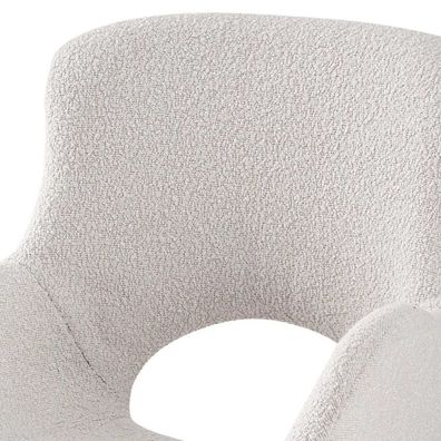 Drehbares 2er Set - Design Stuhl MORIM creme-weiss Bouclé-Stoff Retro