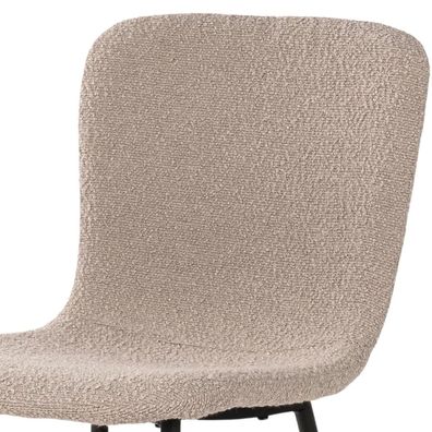 2er Set - Retro-Design Stuhl HANNA beige Bouclé-Stoff schwarze Beine