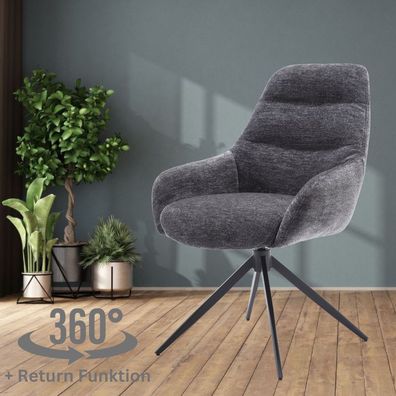 Eleganter Drehstuhl AITANA anthrazit 360° + Returnfunktion Webstoff