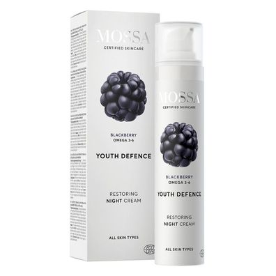 MOSSA Natürliche Nachtcreme mit Omega-3-6-Fettsäuren der Brombeere, 50 ml