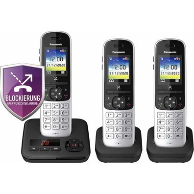 Panasonic KX-TGH723GS Schnurlostelefon-Set mit Anrufbeantworter silber-schwarz