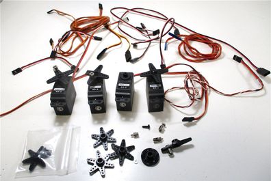 Modelcraft RS-2 Bastler-Konvolut Servos 4 Stück mit Zubehör/Kabel (Z161-01h)