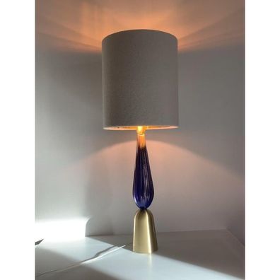 Contemporary Gold and Blue Murano Glass Table Lamp