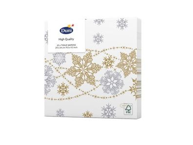 Servetten Snow Glitter White 3 Lagen Taschentuch 24 x 24 cm Duni