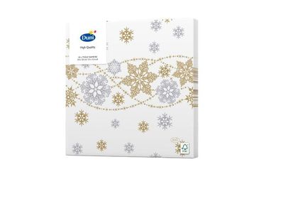 Servetten Snow Glitter White 3 Lagen Taschentuch 33 x 33 cm Duni