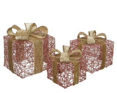 Geschenk Eisen Samt rosa 3pcs Weihnachten Decoris