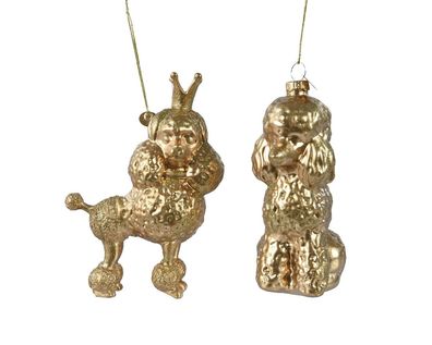 Hund Glas l4.8b10h13.7 cm gold a2 Weihnachten Decoris