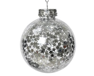 Weihnachtskugel Kunststoff d8l8 cm silber Weihnachten Decoris