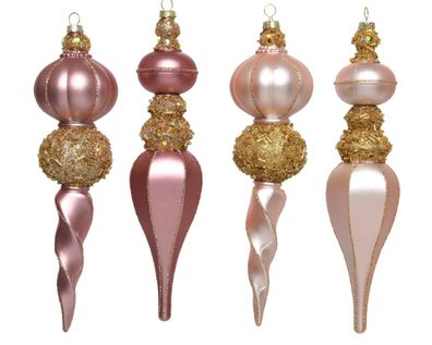 Eiszapfen plc d4.20h22.40 cm rosa/gold a4 Weihnachten Decoris