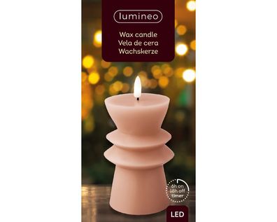 LED Kerze d8h14.6 cm hellrosa/wwt Weihnachten Lumineo