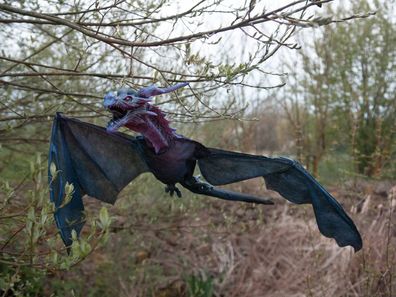 Europalms Halloween Flying Dragon, animiert, blau, 120cm