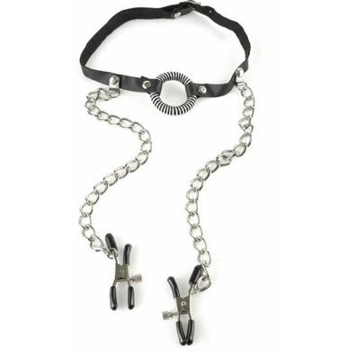 O-Ring Gag with Nipple Clamps