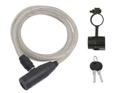 Spiral Schloss + Halter 120cm/8mm durchsichtig