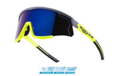 Sopnnenbrille FORCE SONIC gelb-schwarz Spiegelung in blau