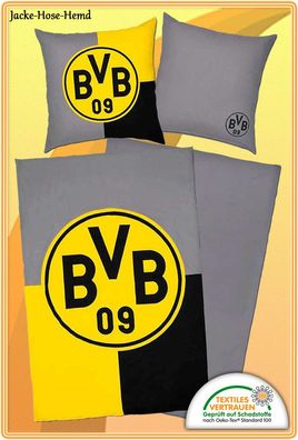 BVB Borussia Dortmund Bettwäsche Beutel Baumwolle Logo Schwarz Gr 135x200cm NEU