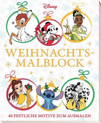 Disney: Weihnachtsmalblock: 40 festliche Motive zum Ausmalen, Disney