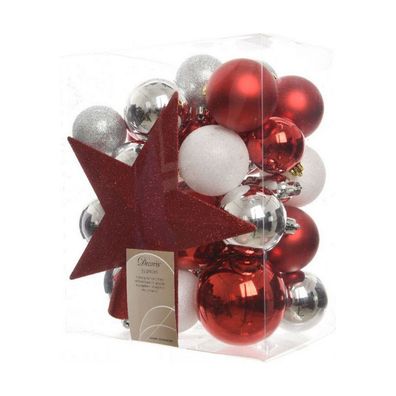 Weihnachtsbaumkugeln Decoris 33 Stücke Rojo/Blanco