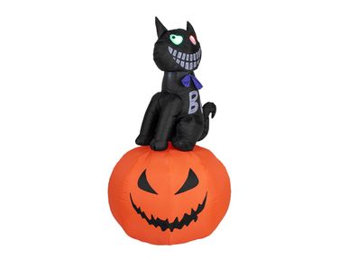 Europalms Halloween Aufblasbare Figur Katze mit Kürbis, 183cm