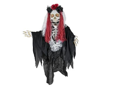 Europalms Halloween Figur Skelett La Catrina, animiert, 100cm