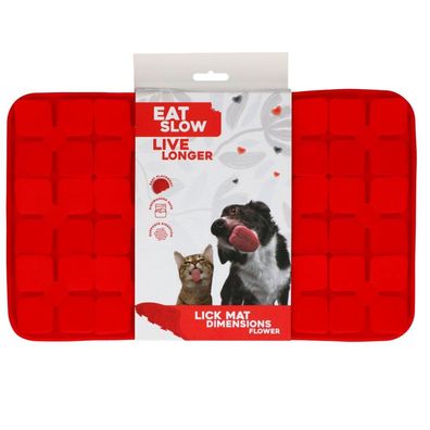 Eat Slow Live Longer Lick Mat Dimensions Flower Red