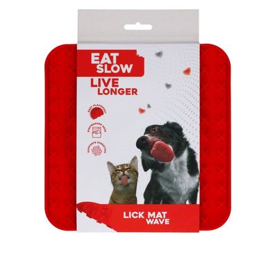 Eat Slow Live Longer Lick Mat Wave Red