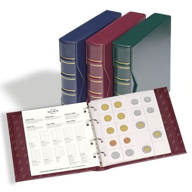 Leuchtturm Ringbinder NUMIS, Classic-Design Varianten blau, grün, rot