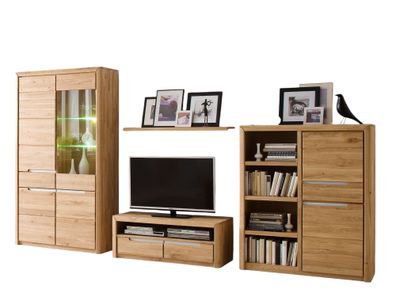 Wohnwand Massivholz Ianka 352x198x46 Wohnzimmerschrank Wildeiche