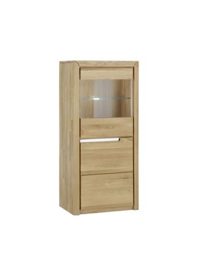 Vitrine Massivholz Ianka 63x134x41 Standvitrine Wildeiche Bianco geölt