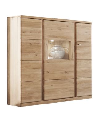 Highboard Teilmassiv Ianisha 138x140x41 Anrichte Wildeiche Bianco